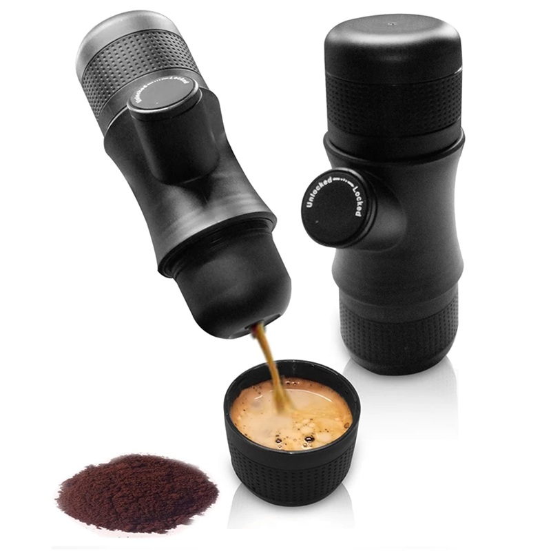 Máy pha cà phê Mini, Máy ép Espresso cầm tay có cốc uống cà phê